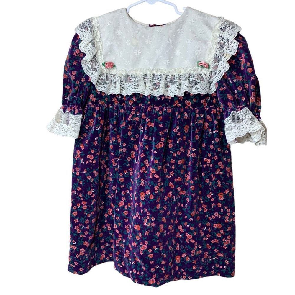 Vintage Somersaults Girls Flower Print Dress